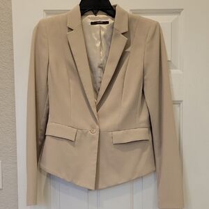 Tahari Tan Blazer Structured Suit Jacket